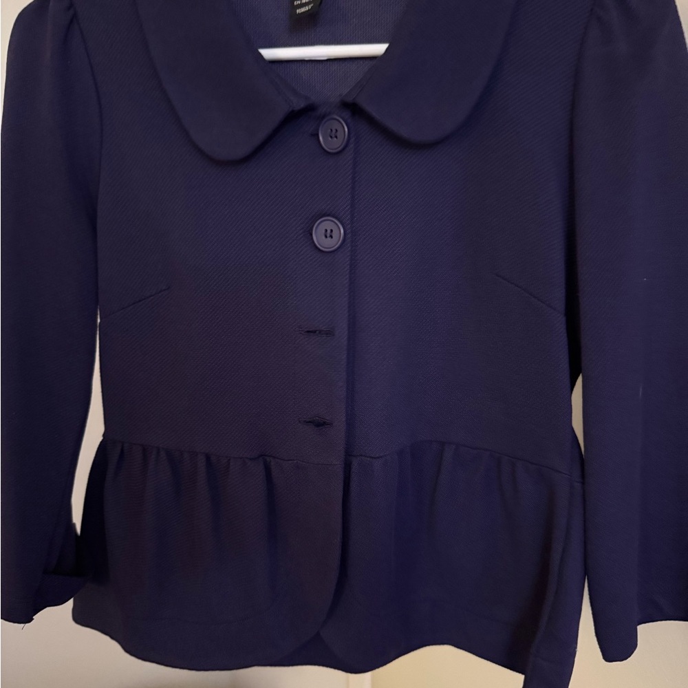 H&M Plum Blazer with Peplum Detail and Rounded Collar